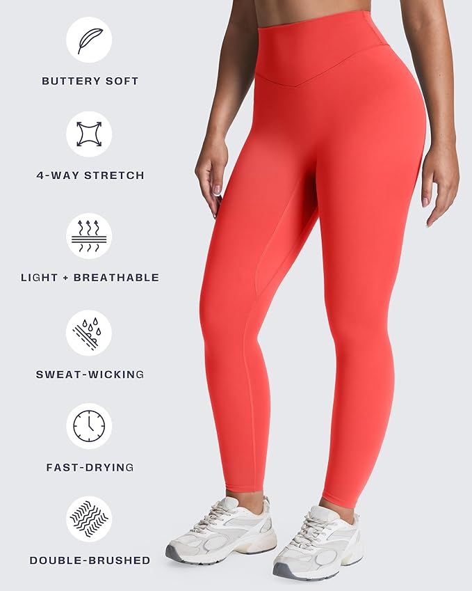 Aoxjox High Waisted Workout Leggings for Women Tummy Control Buttery Soft Yoga Metamorph Deep V Pants 26"