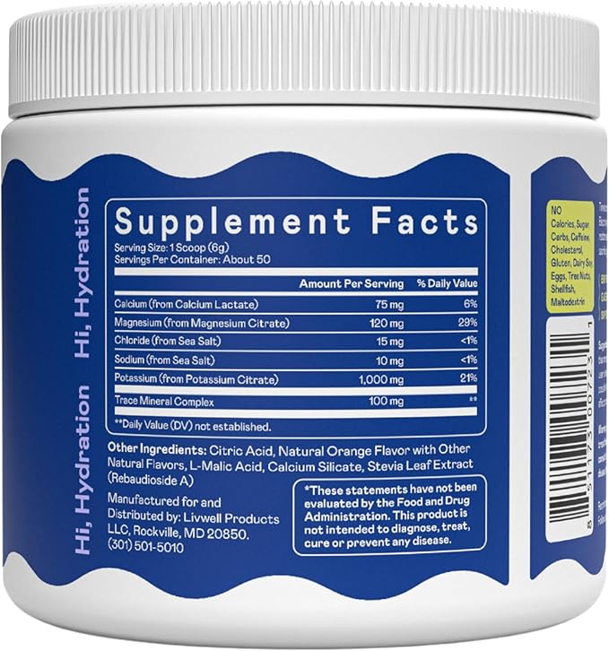 Hi-Lyte K1000 Electrolytes Powder Mix Orange Keto & Performance, 50 Servings