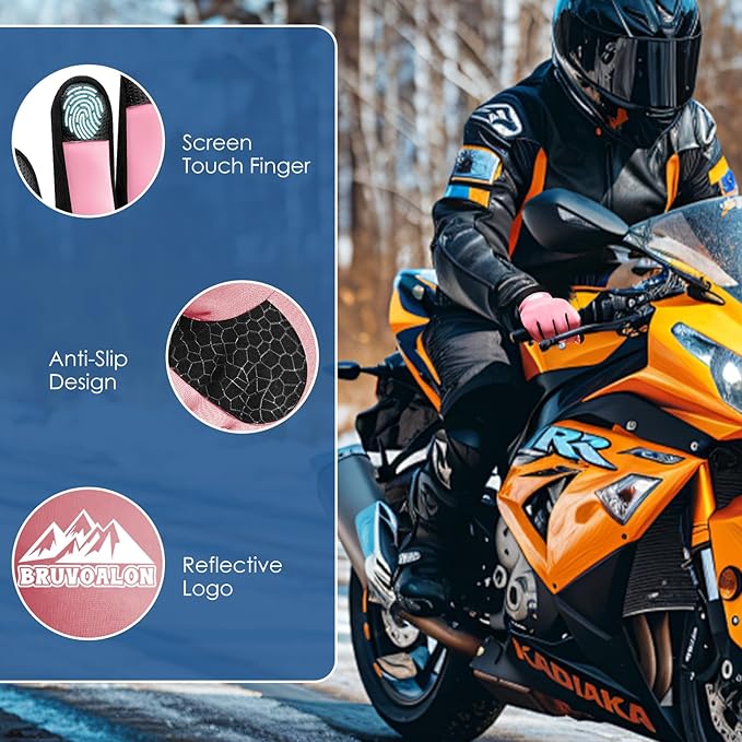 Bruvoalon Winter Gloves for Women & Men, 3M Thermal Insulation, Lycra Fabric, Windproof, Touchscreen, Anti-Slip, Cold Weather
