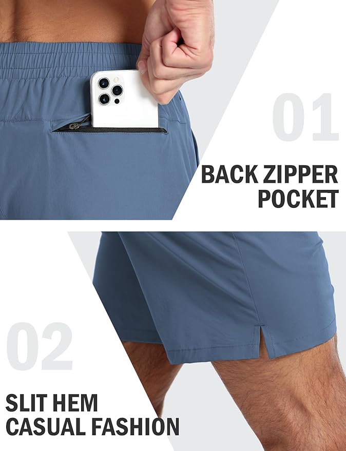 Aolesy Men's 5''/7'' Running Shorts Quick Dry Workout Gym Shorts with Pockets, Tennis Training Athletic(Linerless & Liner)