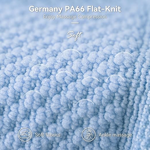 Flat Knitting Ankle Brace For Women&Men, 7-Zone Dynamic Compression Sleeve w/Flex Strap,Foot Support For Sports, Sprained Ankle, Achilles Tendonitis, Plantar Fasciitis Relief(Pack of1) L,Blue