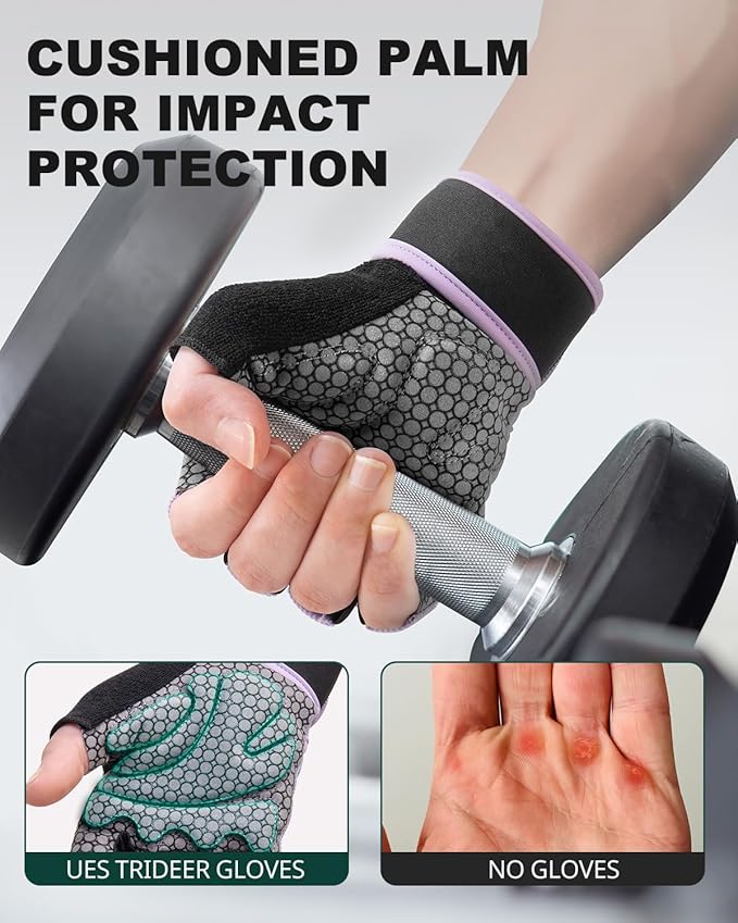 Trideer Weight Lifting Gloves for Women Men with Wrist Support, Workout Gloves Women Full Palm Protection for Gym Training, Fitness, Weightlifting & Pull Ups