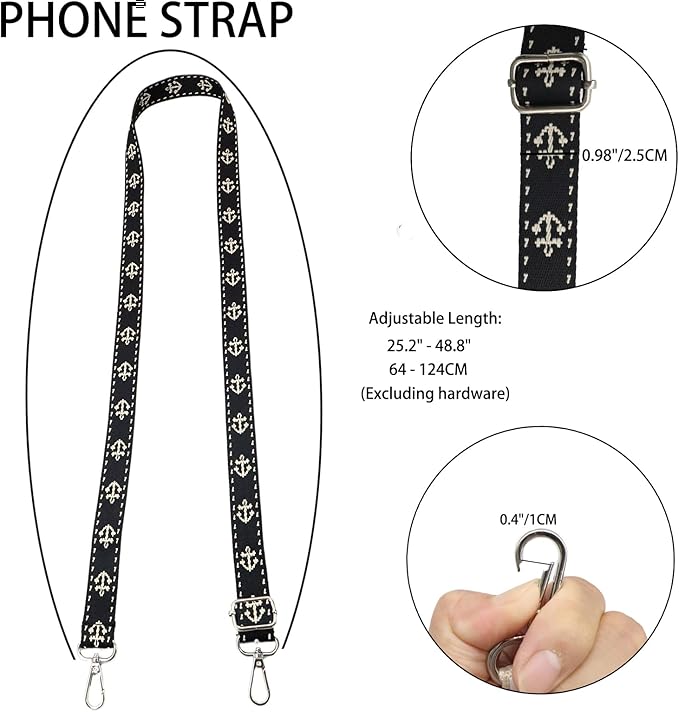 Adjustable 1" Width Phone Crossbody Lanyard and Wristlet Strap - Gift For The Lover In Your Life