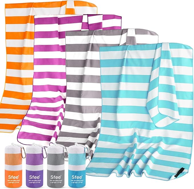 Sfee 2 in 1 Microfiber Beach Towel, Quick Dry Towel Camping Towel Travel Towel Super Absorbent Compact Lightweight Sports Gym Towels Set for Beach, Gym, Hiking, Pool, Backpacking, Bath, Yoga