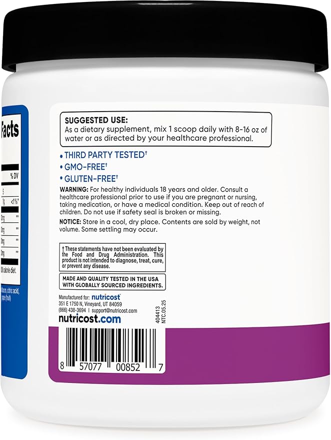 Nutricost BCAA Powder (Grape, 30 Servings) - Optimal 2:1:1 Ratio, Vegetarian, Non-GMO