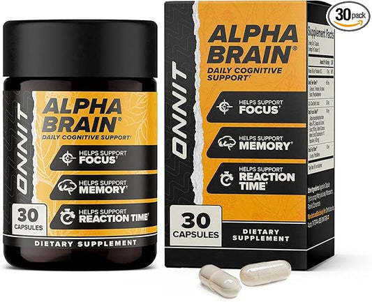 ONNIT Alpha Brain Nootropic Brain Supplement for Men & Women, IGEN™ Non-GMO Tested | Memory, Mental Clarity & Cognitive Improvement | Focus Capsules with L-Theanine, Vitamin B6 (30 Count)