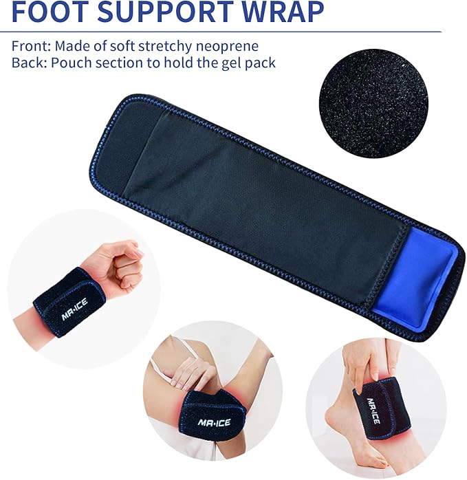 Ankle Ice Pack Wrap for Foot Pain Relief - Ankle Ice Packs for Injuries Reusable Gel Ice Pack for Sprains, Muscle Pain, Bruises - Foot Ice Pack Wrap for Wrist, Knee, Elbow, Achilles Tendon, Shin