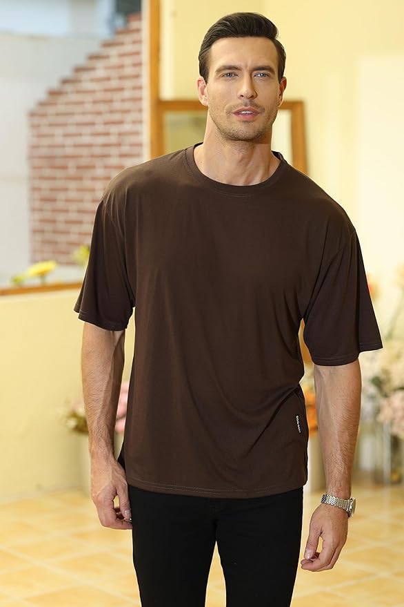 Men's Oversized Workout T-Shirts Lightweight Quick Dry Short Sleeve Tshirts Crew Neck Loose Fit Athletic Tops