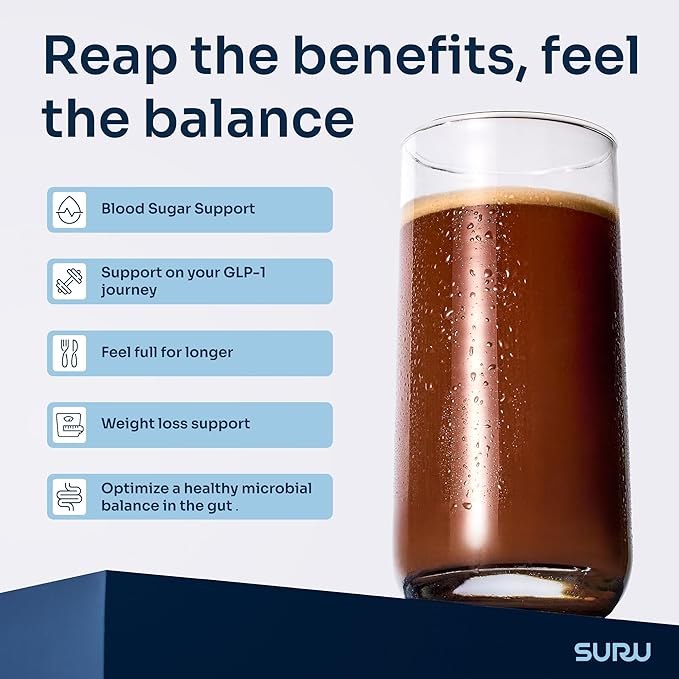 Suru Balance Shake All-in-One w/ 20g Protein, 140 Cal, 6g Fiber, Low Glycemic + Vitamins, Chocolate, 15 Servings