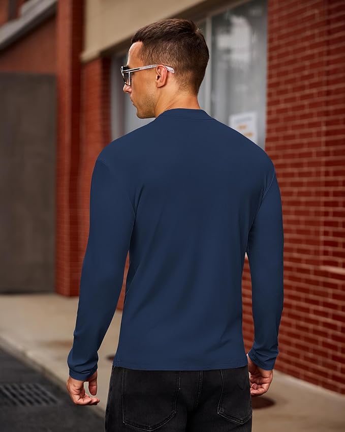 Mens Casual Mock Turtleneck Long Sleeve Basic Lightweight Slim Fit Pullover Tops Ribbed Thermal Undershirts