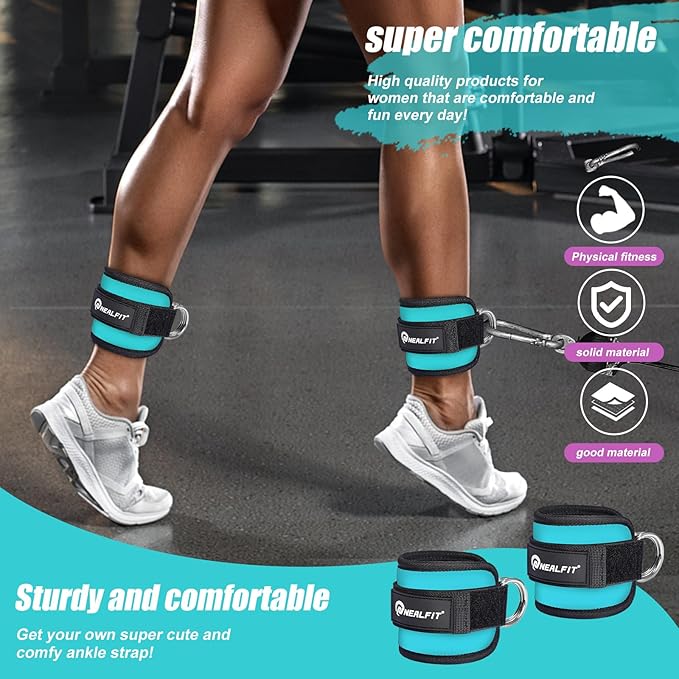 Ankle Strap for Cable Machine, Gym Ankle Cuff for Kickbacks, Leg Extensions, Glute Workouts, Booty Hip Abductors Exercise for Women and Men