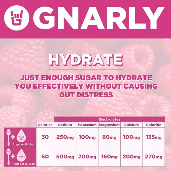 Gnarly Nutrition Hydrate Electrolyte Powder – Raspberry Exercise Hydration Drink Mix – NSF Contents Certified – Electrolyte Solution, Performance & Recovery – Raspberry, 14.10 oz