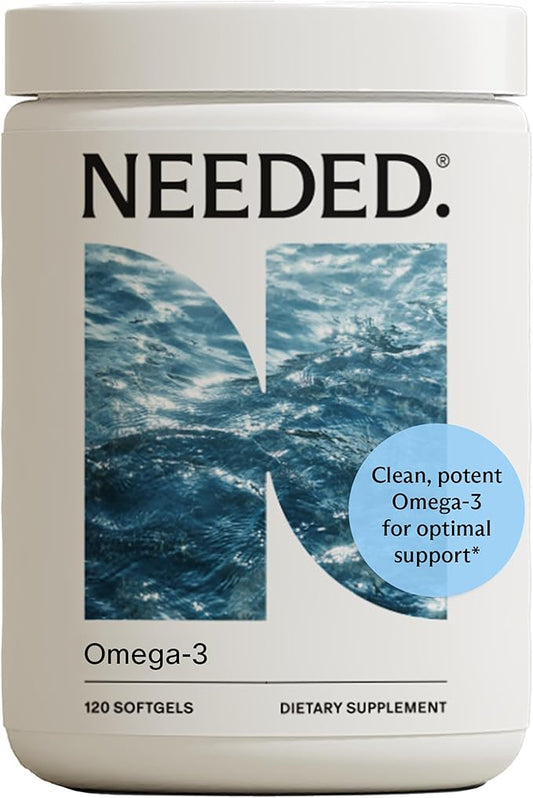 Needed. Prenatal Omega-3 - High Potency Dose of Sustainably Sourced Fish Oil, 1000mg DHA, 1000mg EPA, Encased in a Gelatin-Free, Plant-Based Softgel Shell