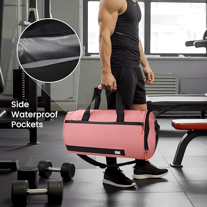 C&F BOGMOST Small Travel Duffel Bag,Compact Sports Small Gym Bag with Shoes Compartment,Lightweight Duffel Bag for Men & Women,Personal Item Travel Bag Weekender Bags for Travel Sports Gym -Pink