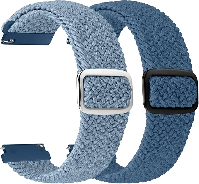 2 Pack Quick Release Braided Bands - 18mm 19mm 20mm 22mm 24mm Solo Loop Adjustable Soft Band For Women Men