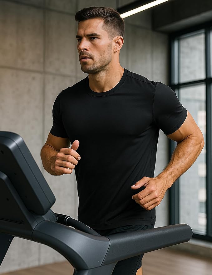 5 Pack Men’s Active Quick Dry Crew Neck T Shirts | Athletic Running Gym Workout Short Sleeve Tee Tops Bulk