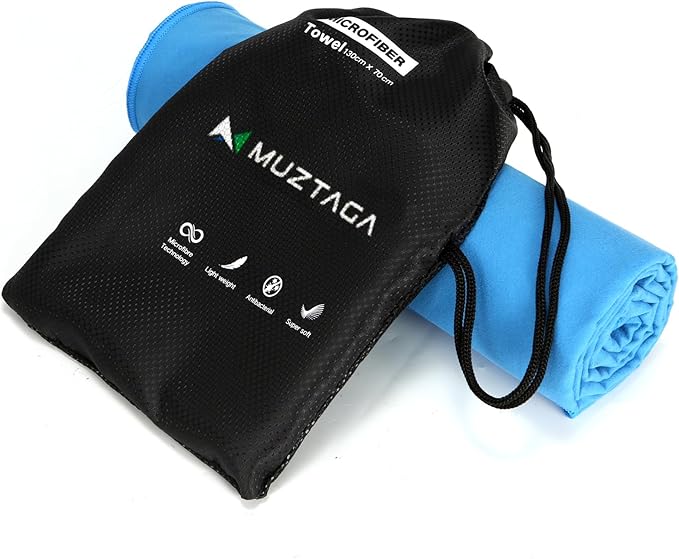 Microfiber Beach Towel-Perfect for Travel, Sports, Camping, Swimming, Yoga, Gym- Quick Dry, Sand Free, Compact, Lightweight, Absorbent (Blue,Large(160x90cm, 63x35”))