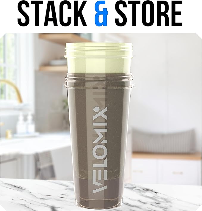 VELOMIX -2 Pack- 28 oz Protein Shaker Bottles for Protein Mixes - 2x Wire Whisk | Leak Proof Shaker Cups for Protein Shakes | Protein Shaker Bottle Pack | Shakers for Protein Shakes-Mixed Color