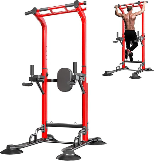 soges Power Tower Pull Up Bar Station, Dip Station for Home Gym, Height Adjustable Heavy Duty Strength Home Training Fitness Workout Equipment