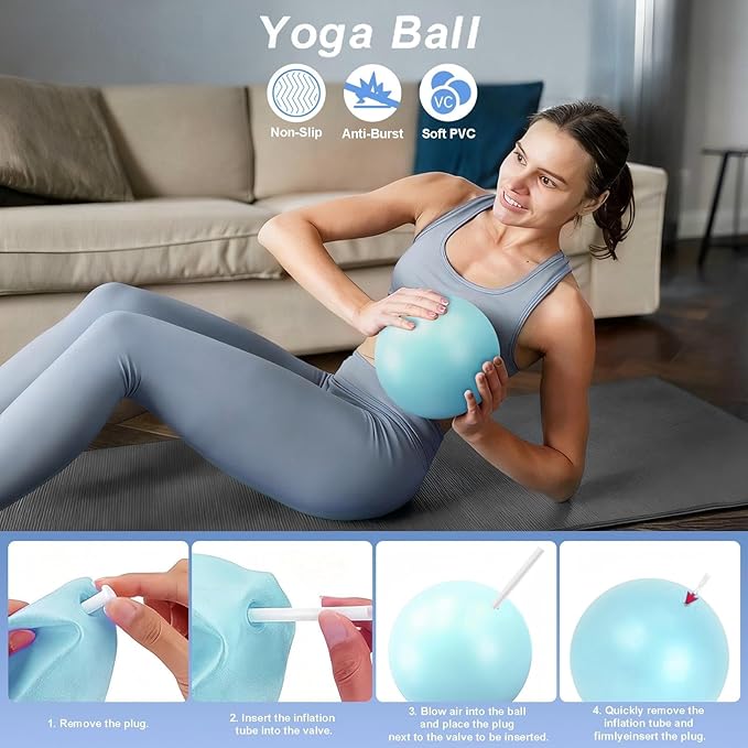 Luscinia Pilates Equipment Kit for Women Home Pilates Essentials Set with 14" Pilates Ring Circle 7" Pilates Ball Pilates Resistance Bands Figure 8 Band and Accessories Pink Pilates Kit for Beginners