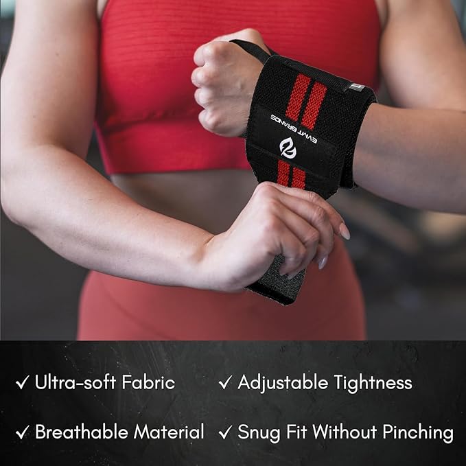 EVMT Premium Weightlifting Wrist Wraps 18in. Durable Straps for Weightlifting, Enhanced Wrist Support. Ideal Lifting Straps for Strength Training.