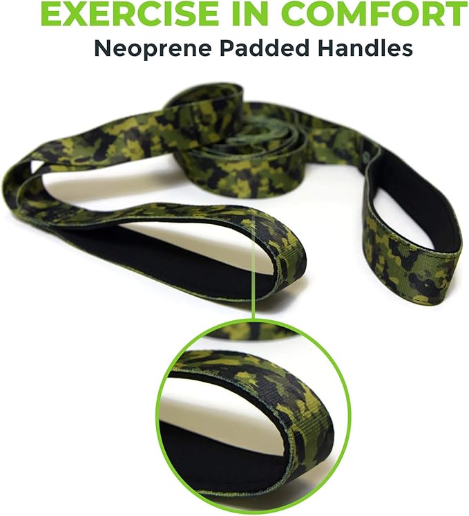 Gradient Fitness Stretching Strap for Physical Therapy, 12 Multi-Loop Stretch Strap 1.5" W x 8' L, Neoprene Handles, Physical Therapy Equipment, Yoga Straps for Stretching, Leg Stretcher.
