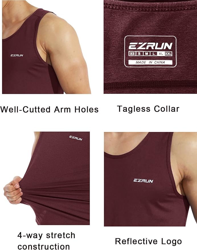 EZRUN Men's Quick Dry Sport Tank Top for Bodybuilding Gym Athletic Jogging Running,Fitness Training Workout Sleeveless Shirts