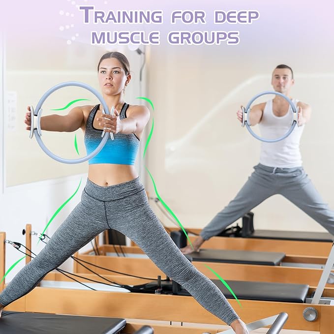 Pilates Ring Set: 14-Inch Magic Circle with Dual Padded Handles, Pilates Mini Ball, and Resistance Bands (15, 25, 35 lbs) for Strength, Flexibility, Stability, and Body Toning