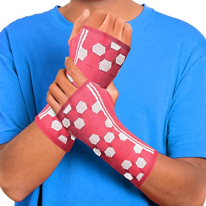 Sparthos Wrist Support Sleeves (Pair) – Medical Compression for Carpal Tunnel and Wrist Pain Relief – Wrist Brace for Men and Women – Made from Innovative Breathable Elastic Blend