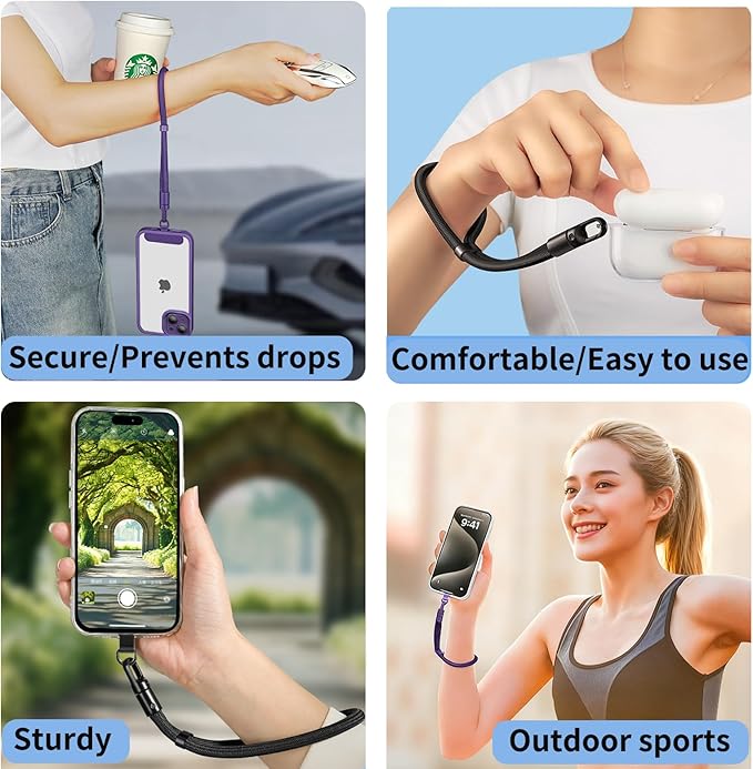 Anti Theft Phone Wrist Strap With 2 Metal Tether Tabs,Adjustable Wristlet & Hand Cell Phone Lanyard for Women and Men