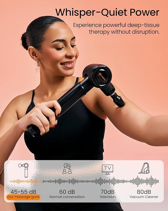 NAPRE Massage Gun with Heat,Massage Gun Deep Tissue with Extension Handle & 3 Adjustable Angles,Handheld Percussion Back Massager for Muscle/Neck/Body Pain Relief with Portable Case,Black