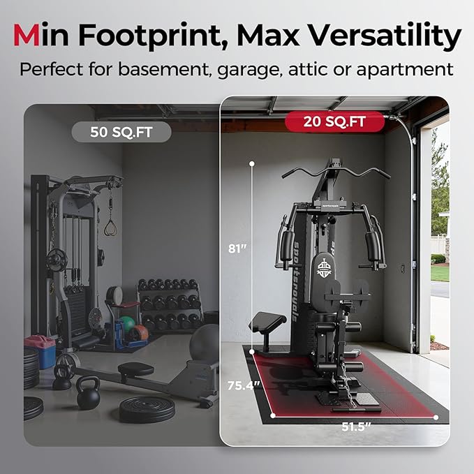 Sportsroyals Home Gym, Multifunctional Gym Equipment, Workout Equipment with 150LBS Weight Stack, for Leg Press, LAT Pull Down, Chest Presses