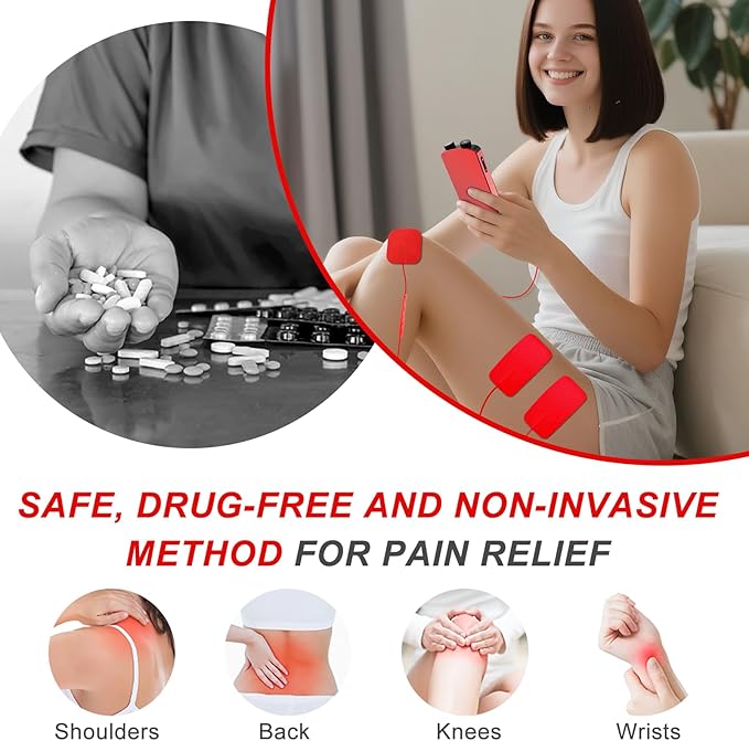 TENS EMS Unit Muscle Stimulator for Pain Relief Therapy - 4 in 1 TENS & EMS & Relax & Custom Frequency + Pulse - Muscle Massager 36 Modes 20 Intensity, Memory & Favorites Function with 600mAh Battery