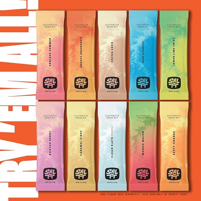 SALTT Electrolytes Powder Flavored Drink Mix - Cherry Chill - 30 Hydration Packets - Magnesium, Potassium, Sodium, Trace Minerals - Zero Sugar & Gluten Free - Travel Essentials