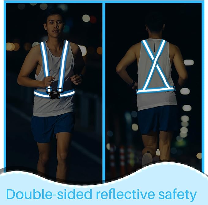 Hercicy Reflective Running Vest Reflective Running Shirt with Safety Straps High Visibility Construction Vest for Night Cycling Hiking Jogging Dog Walking