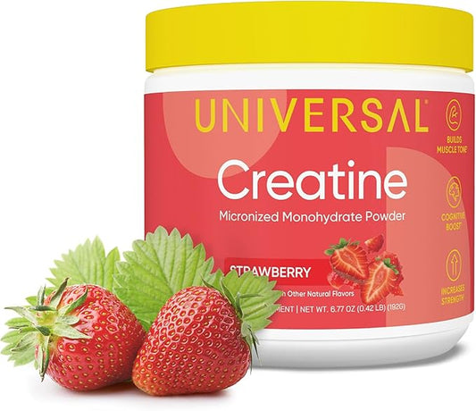 Universal U Creatine Monohydrate for Women - Flavored Creatine Powder, Female Strength, Energy, Lean Muscle Support and Recovery Supplement, No Bloat, No Bulk, 5g Per Serving, 30 Servings, Strawberry