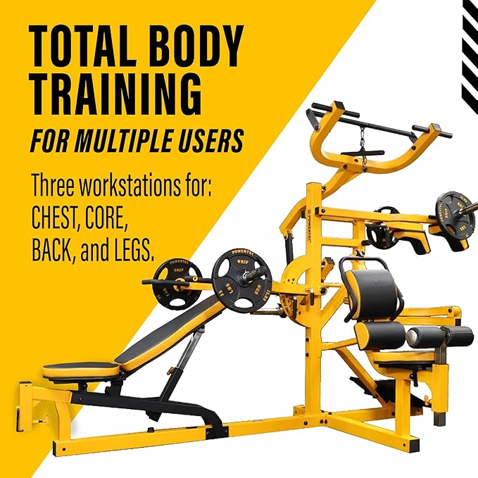 Powertec Fitness Workout Bench Multiystem for Chest, Arms, Legs, 120.1 x 73.3 x 80.5 Inches - Adjustable, Multi-User Weight Machines with Isolateral Arms - Premium at Home Gym Equipment
