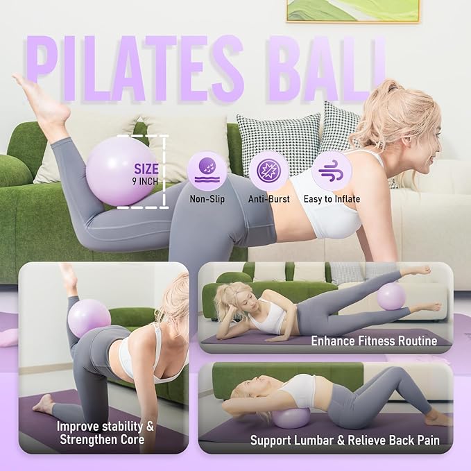 JKSHMYT Silicone Pilates Ring-14.5" Home Pilates kit with Padded Handles, Mini Ball, Resistance Bands, Guide & Bag, Better me Pilates Essentials Circle Set for Workouts Women