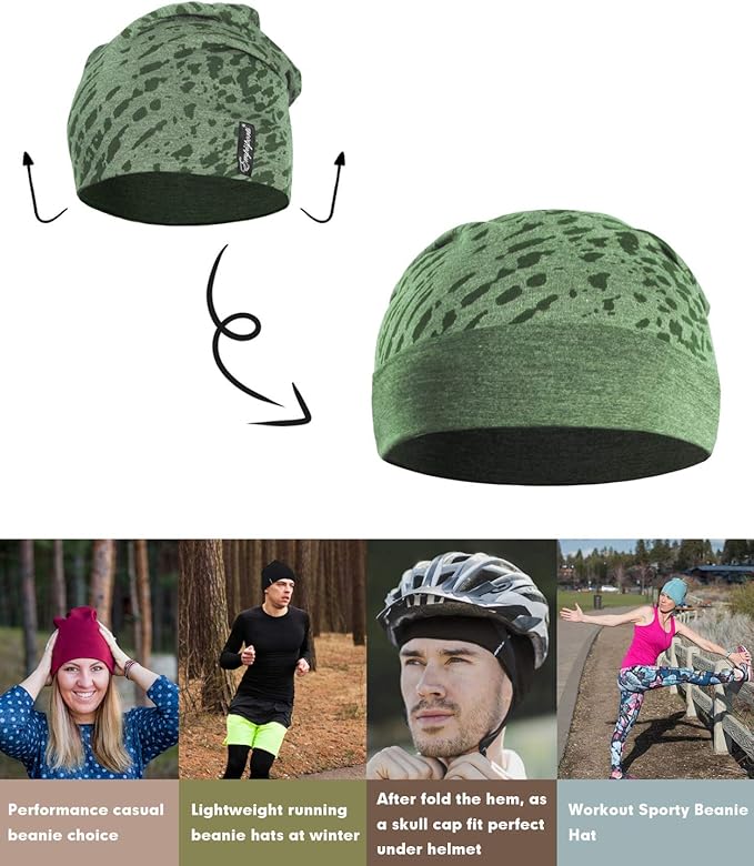 10" Multifunctional Soft Fashion Lightweight Beanies Hats, Cooling Running Skull Cap Helmet Liner Sleep Caps