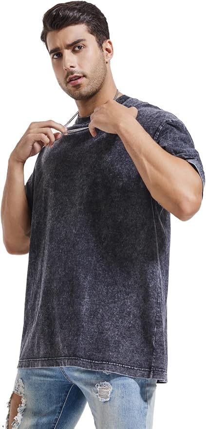 3 Pcs Men's Oversized Heavy Cotton Summer T-Shirts Vintage Tee Loose Fit Short Sleeve Casual Tshirts for Men Women