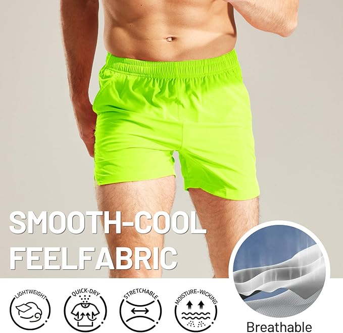 MIER Men's Workout Running Shorts Quick Dry Active 5 Inches Shorts with Pockets, Lightweight, Breathable