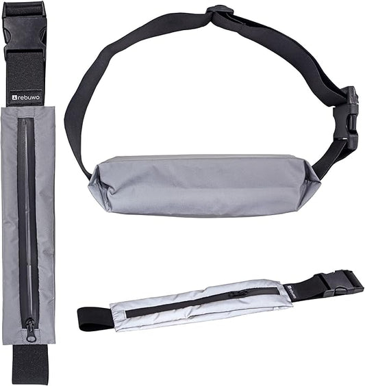 Rebuwo Reflective Running Belt – Adjustable Waist Pack Bag for Phone, Keys & Essentials | Lightweight Fanny Pouch for Men & Women – Jogging, Travel, Gym & Outdoor Fitness