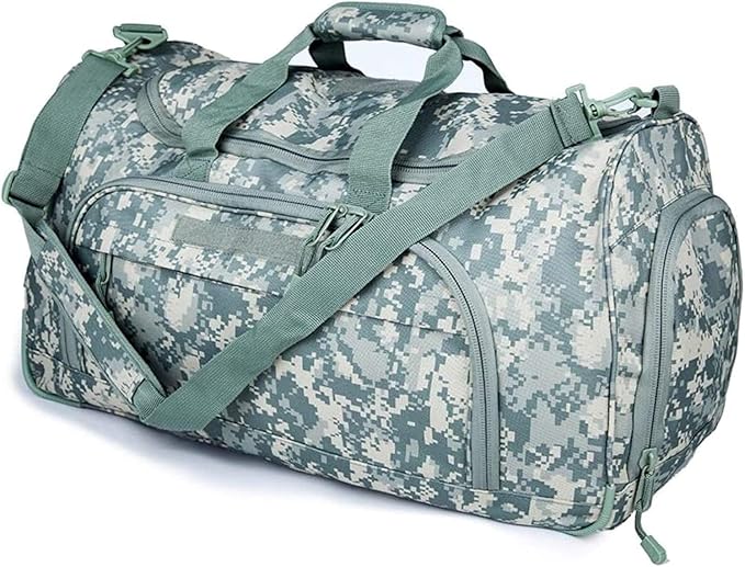 HYKING Gym Bag for Women & Men Tactical Duffle Military Weekender Work Out Lightweight Waterproof Sports Tote Shoe Pocket ACU