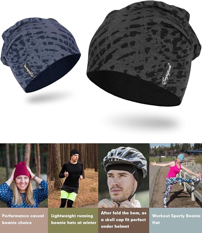 10" Multifunctional Soft Fashion Lightweight Beanies Hats, Cooling Running Skull Cap Helmet Liner Sleep Caps