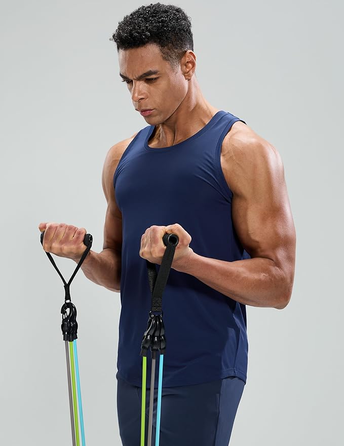 MIER Men's Tank Tops Workout Sleeveless Tee Shirts Muscle Athletic Gym Running Beach Tanks for Men, Quick Dry