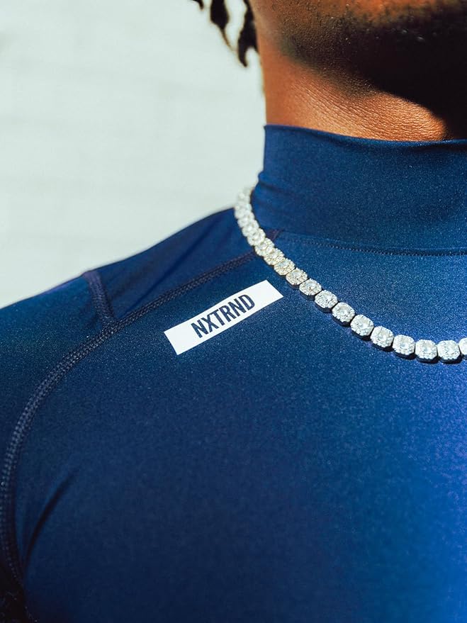 Nxtrnd Men's Turtleneck Compression T-Shirt, Short Sleeve Mock Neck