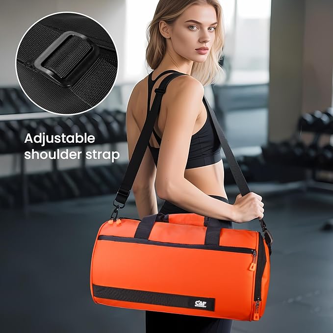C&F BOGMOST Small Travel Duffel Bag,Compact Sports Small Gym Bag with Shoes Compartment,Lightweight Duffel Bag for Men & Women,Personal Item Travel Bag Weekender Bags for Travel Sports Gym -Tangerine