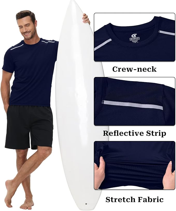 Yundobop Men's Athletic Workout T-Shirt Breathable Short Sleeve UPF 50+ Running Tee
