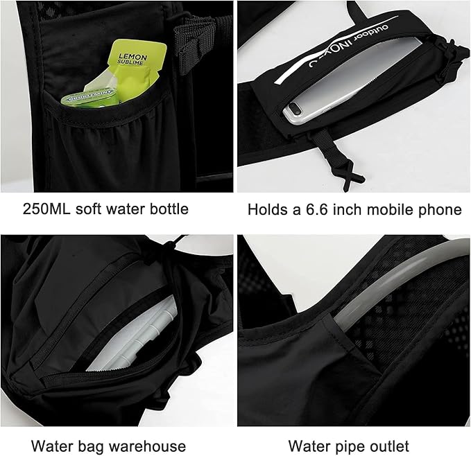 INOXTO Running Hydration Vest ,Lightweight Insulated Pack with 250ml Soft Flask Daypack for Hiking Trail Running Cycling Race Marathon for Women Men