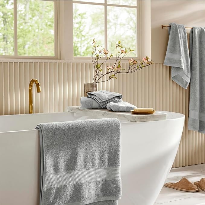 BOLL & BRANCH Plush Bath Sheet Set - Shore - 6 Piece - Includes 2 Oversized Bath Sheets, 2 Hand Towels & 2 Washcloths - 100% Organic Cotton - Ultra Soft & Luxurious - Quick Absorbing
